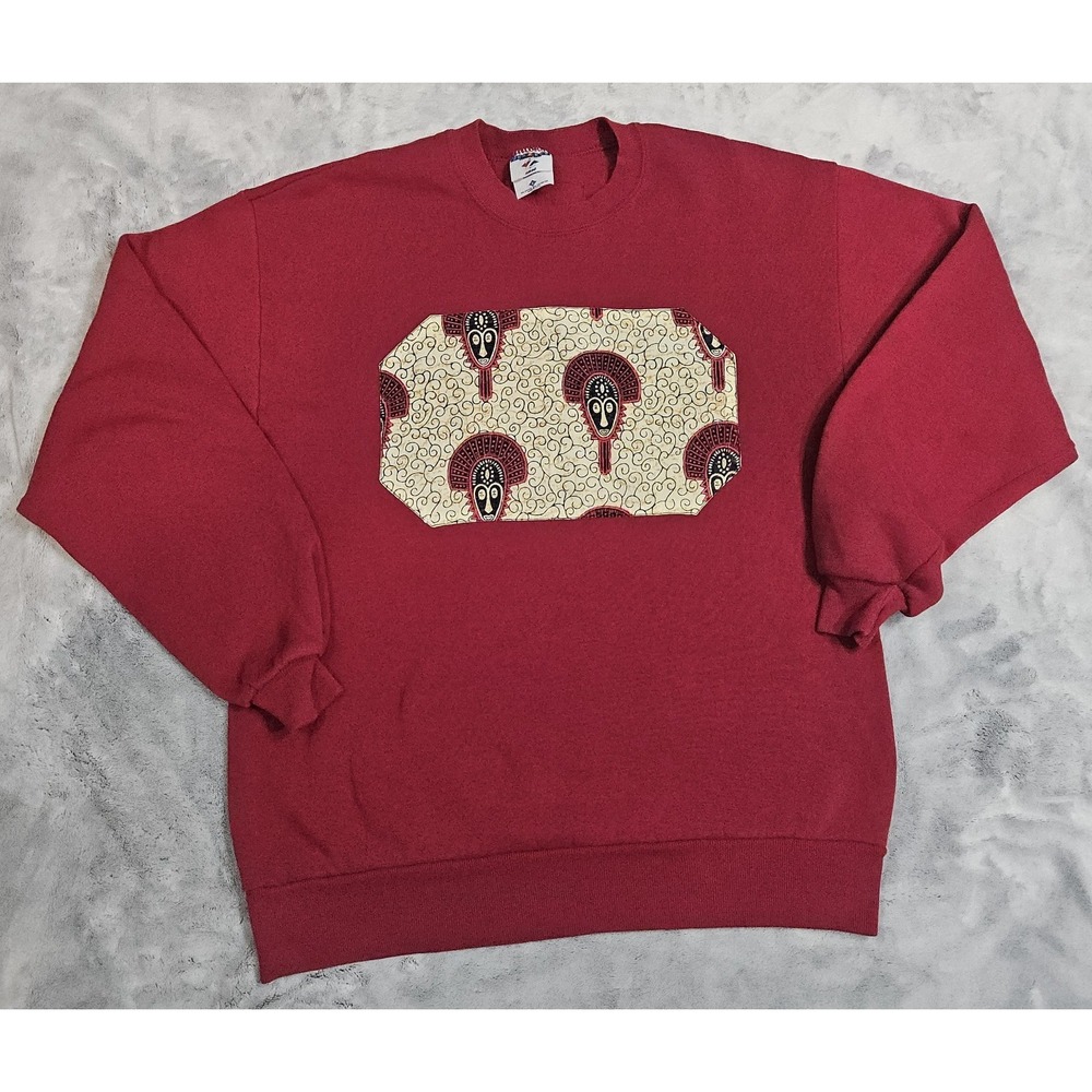 Vintage Tribal Print Crewneck Sweatshirt Size Large Made in USA